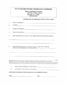 Certificate of Appropriateness Application City of Macomb